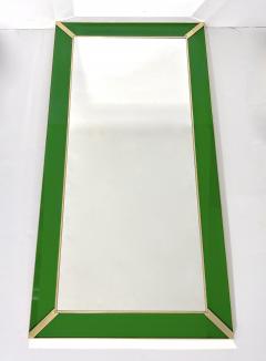 Contemporary Italian Minimalist Design Green Glass Mirror with Brass Accents - 3253460