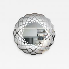 Contemporary Italian Minimalist Lace Decor Scalloped Round Mirror with Light - 1059958
