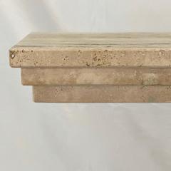 Contemporary Italian Minimalist Organic White Beige Travertine Marble Console - 3006083