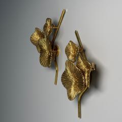 Contemporary Italian Modern Flower Sconces Murano Glass Gold Leaf Brass - 3855280