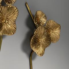 Contemporary Italian Modern Flower Sconces Murano Glass Gold Leaf Brass - 3855281