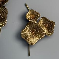 Contemporary Italian Modern Flower Sconces Murano Glass Gold Leaf Brass - 3855285