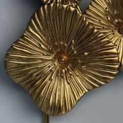 Contemporary Italian Modern Flower Sconces Murano Glass Gold Leaf Brass - 3855290