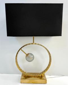 Contemporary Italian Monumental Pair of Brass Smoked Murano Glass Table Lamps - 3615983