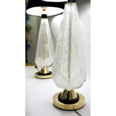 Contemporary Italian Pair of Diamond Cut Black and Crystal Murano Glass Lamps - 1016463
