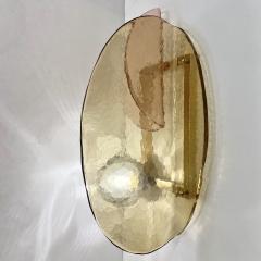 Contemporary Italian Pair of Organic Pink Amber Murano Glass Gold Brass Sconces - 3089301