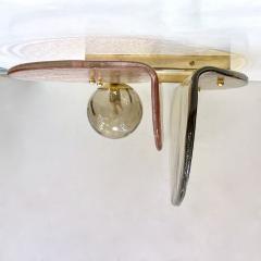Contemporary Italian Pair of Organic Pink Amber Murano Glass Gold Brass Sconces - 3089304