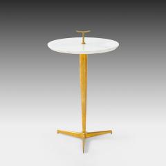 Contemporary Italian Pair of Side Tables in Carrara Marble and Brass - 3458434