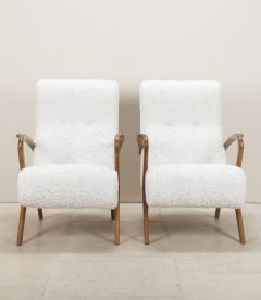 Contemporary Italian Paulo Buffa Style White Bouclet Armchairs - 4339114