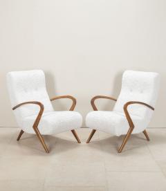 Contemporary Italian Paulo Buffa Style White Bouclet Armchairs - 4339115