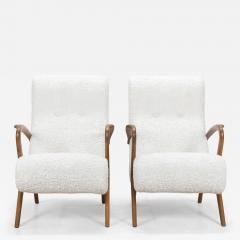 Contemporary Italian Paulo Buffa Style White Bouclet Armchairs - 4344585