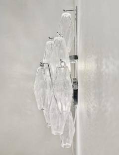 Contemporary Italian Poliedri Crystal Clear Murano Glass Multi Tier Wall Lights - 2957139