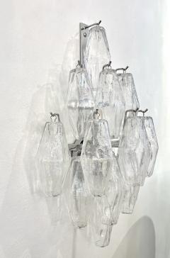 Contemporary Italian Poliedri Crystal Clear Murano Glass Multi Tier Wall Lights - 2957140