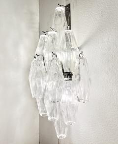 Contemporary Italian Poliedri Crystal Clear Murano Glass Multi Tier Wall Lights - 2957141