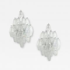 Contemporary Italian Poliedri Crystal Clear Murano Glass Multi Tier Wall Lights - 2962710