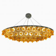 Contemporary Italian Post Modern Ambra Gold Glass Oval Silver Flush Chandelier - 2635214