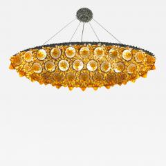 Contemporary Italian Post Modern Ambra Gold Glass Oval Silver Flush Chandelier - 2641595