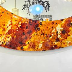 Contemporary Italian Postmodern Orange Copper Enamel Fiber Glass Round Mirror - 4001632