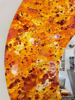 Contemporary Italian Postmodern Orange Copper Enamel Fiber Glass Round Mirror - 4001635
