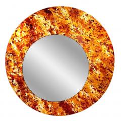 Contemporary Italian Postmodern Orange Copper Enamel Fiber Glass Round Mirror - 4001637