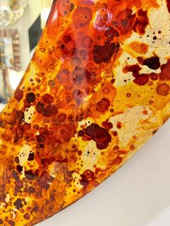 Contemporary Italian Postmodern Orange Copper Enamel Fiber Glass Round Mirror - 4001638