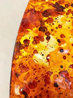 Contemporary Italian Postmodern Orange Copper Enamel Fiber Glass Round Mirror - 4001640