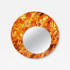 Contemporary Italian Postmodern Orange Copper Enamel Fiber Glass Round Mirror - 4003722