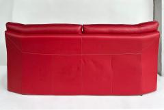 Contemporary Italian Red Leather Love Seat Metal Legs - 4473107