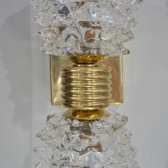 Contemporary Italian Rostrato Crystal Murano Glass Brass Double Lit Sconces - 2029754