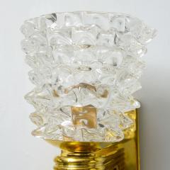 Contemporary Italian Rostrato Double Arm Murano Glass and Brass Sconces  - 2703283