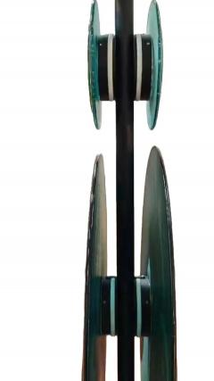 Contemporary Italian Round Green Blue Murano Glass Double Discs Totem Floor Lamp - 4136826