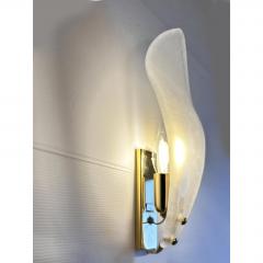 Contemporary Italian Sanded Leave Murano Glass Walls Sconce A Pair - 4567053
