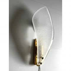 Contemporary Italian Sanded Leave Murano Glass Walls Sconce A Pair - 4567056