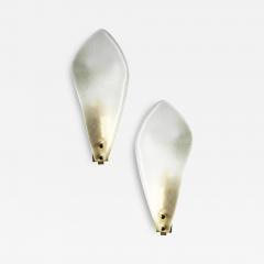 Contemporary Italian Sanded Leave Murano Glass Walls Sconce A Pair - 4567566
