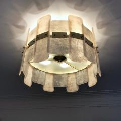 Contemporary Italian Scavo Gray Ivory Murano Glass Organic Flushmount Chandelier - 1146235