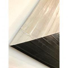 Contemporary Italian Square Diamond Mirror in Black and Gray White Leather - 344209