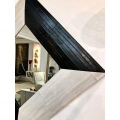 Contemporary Italian Square Diamond Mirror in Black and Gray White Leather - 344210