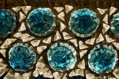 Contemporary Italian Turquoise Blue Clear Glass Oval Silver Flush Chandelier - 483174