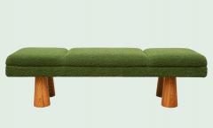 Contemporary Italian Upholstered Bench in Hunter Green Boucl  - 4577204