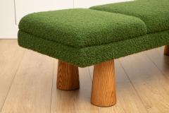 Contemporary Italian Upholstered Bench in Hunter Green Boucl  - 4577205