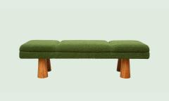 Contemporary Italian Upholstered Bench in Hunter Green Boucl  - 4589234