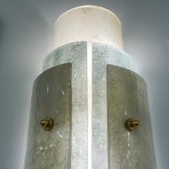 Contemporary Italian Wall Lights in White Blue Gray Frosted Layered Murano Glass - 2282724