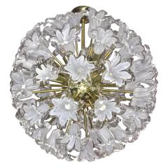 Contemporary Italian White Murano Glass and Brass Sputnik Bud Flower Chandelier - 973678