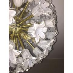 Contemporary Italian White Murano Glass and Brass Sputnik Bud Flower Chandelier - 973685