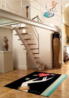 Contemporary Jordi Labanda Black Hand Knotted Wool And Silk Rug Spain 2005 - 4793519