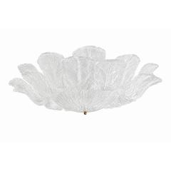 Contemporary Large Italian Clear Murano Glass Leaf Flush Mount Ceiling Light - 4747524