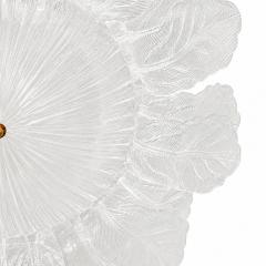 Contemporary Large Italian Clear Murano Glass Leaf Flush Mount Ceiling Light - 4747528