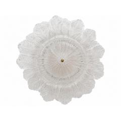 Contemporary Large Italian Clear Murano Glass Leaf Flush Mount Ceiling Light - 4747530