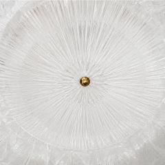 Contemporary Large Italian Clear Murano Glass Leaf Flush Mount Ceiling Light - 4747531