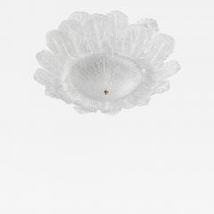 Contemporary Large Italian Clear Murano Glass Leaf Flush Mount Ceiling Light - 4747607